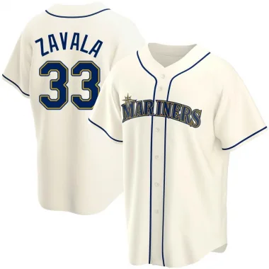 Seby Zavala Men's Replica Seattle Mariners Cream Alternate Jersey